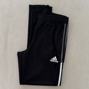 adidas Black Track Pants with White Logo & Stripe